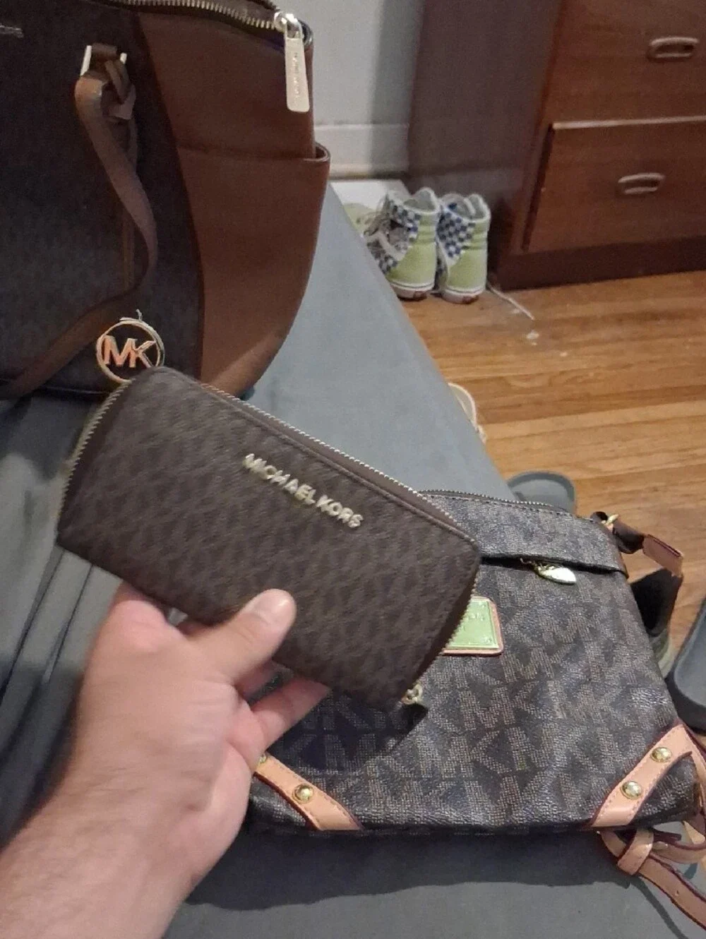 Michael Kors Brown and Tan Logo Tote with Matching Crossbody & Wallet
